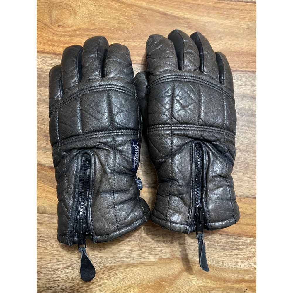 Conroy Ladies Leather Gloves Zipper Lined‎ Size S Vintage 80's Made in Japan